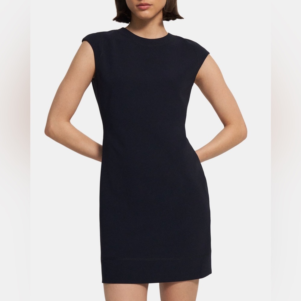 NWT Theory Embroidered Crepe Shift Dress Blue Sz 4